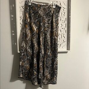 Zara A-Line Snake Print Skirt - Black, Brown, Cream